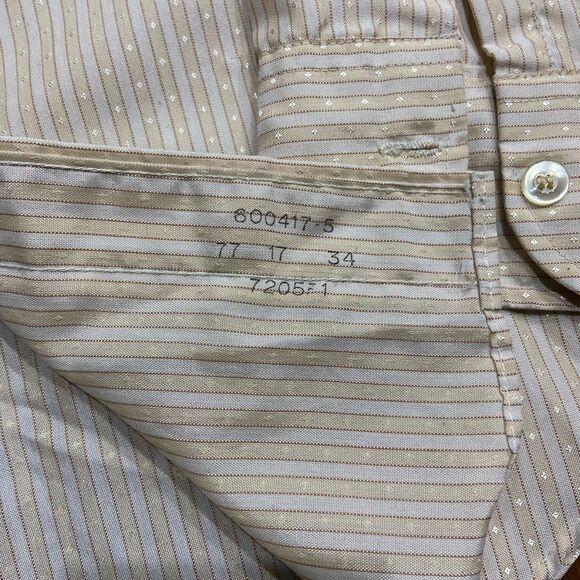Elderado Vintage 70s Casual Beige White Striped Button Down Shirt Men's Size XL - Picture 5 of 9
